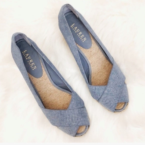Ralph Lauren | Women’s chambray blue Cecilia criss cross open toe espadrille, 8 - Picture 16 of 16